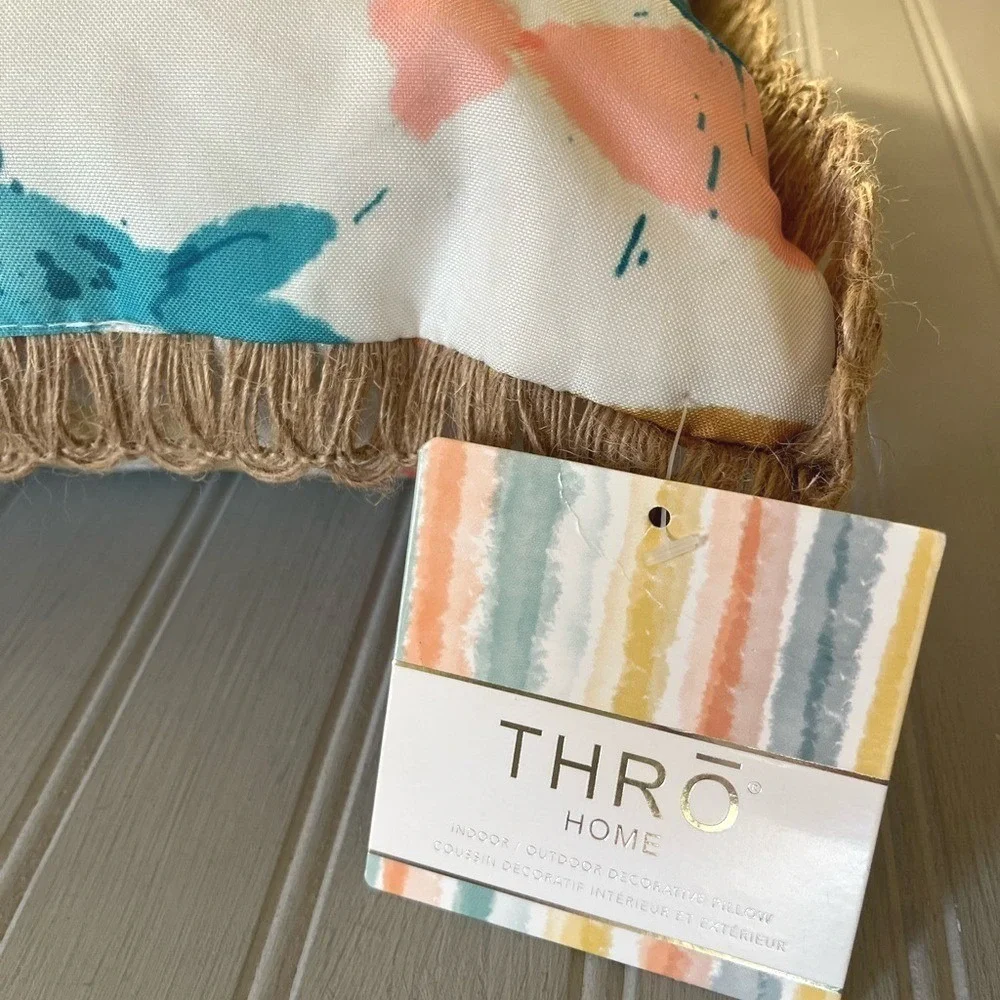 Thro Home Colorful Fish Pattern Indoor Outdoor Decorative Pillow NWT Rectangular
